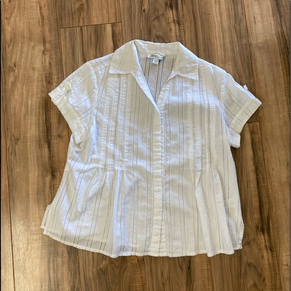 Coldwater Creek white button up blouse. 100% cotton. Large.